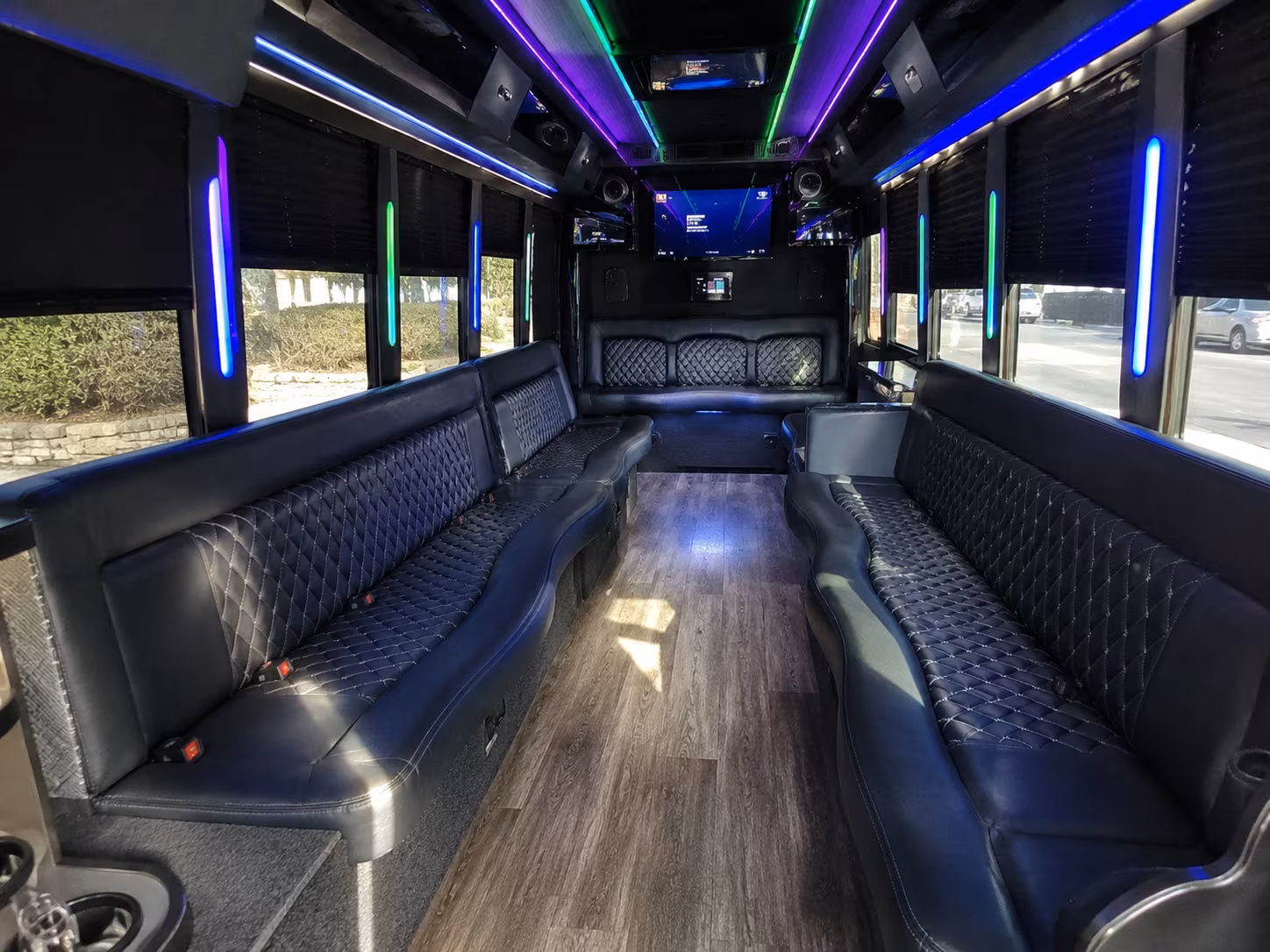 diamond bar 15 passenger party bus interior
