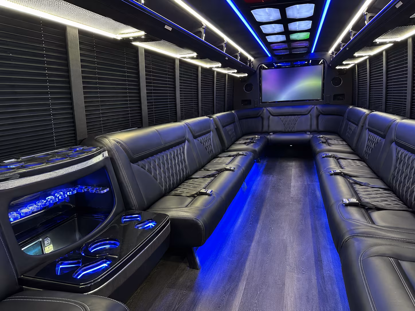 diamond bar 20 passenger party bus inside