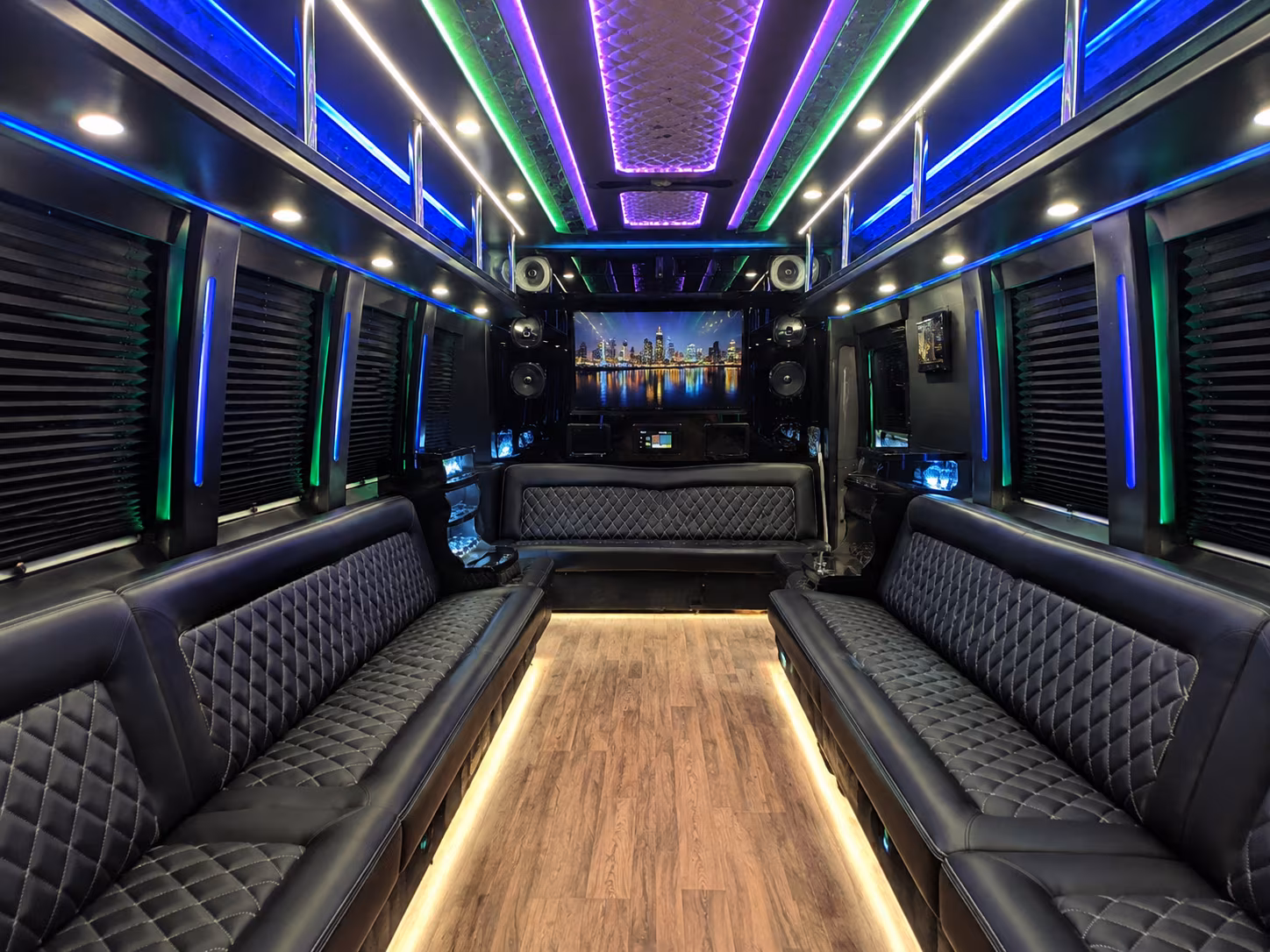 diamond bar 25 passenger party bus interior