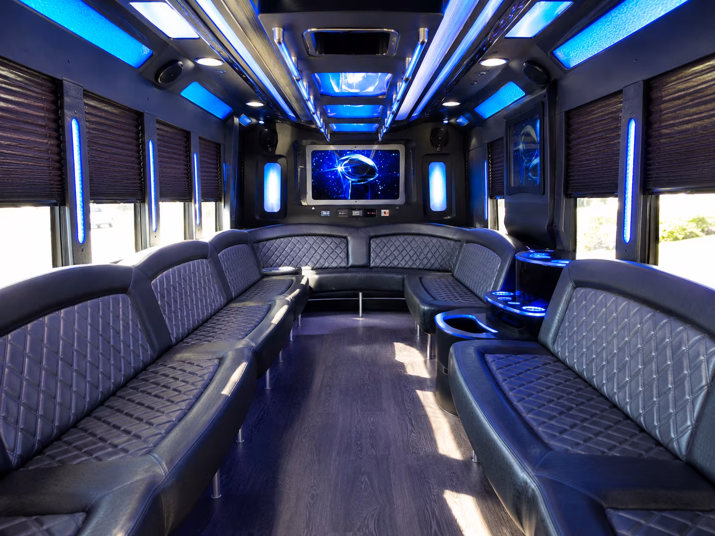 diamond bar 28 passenger party bus inside