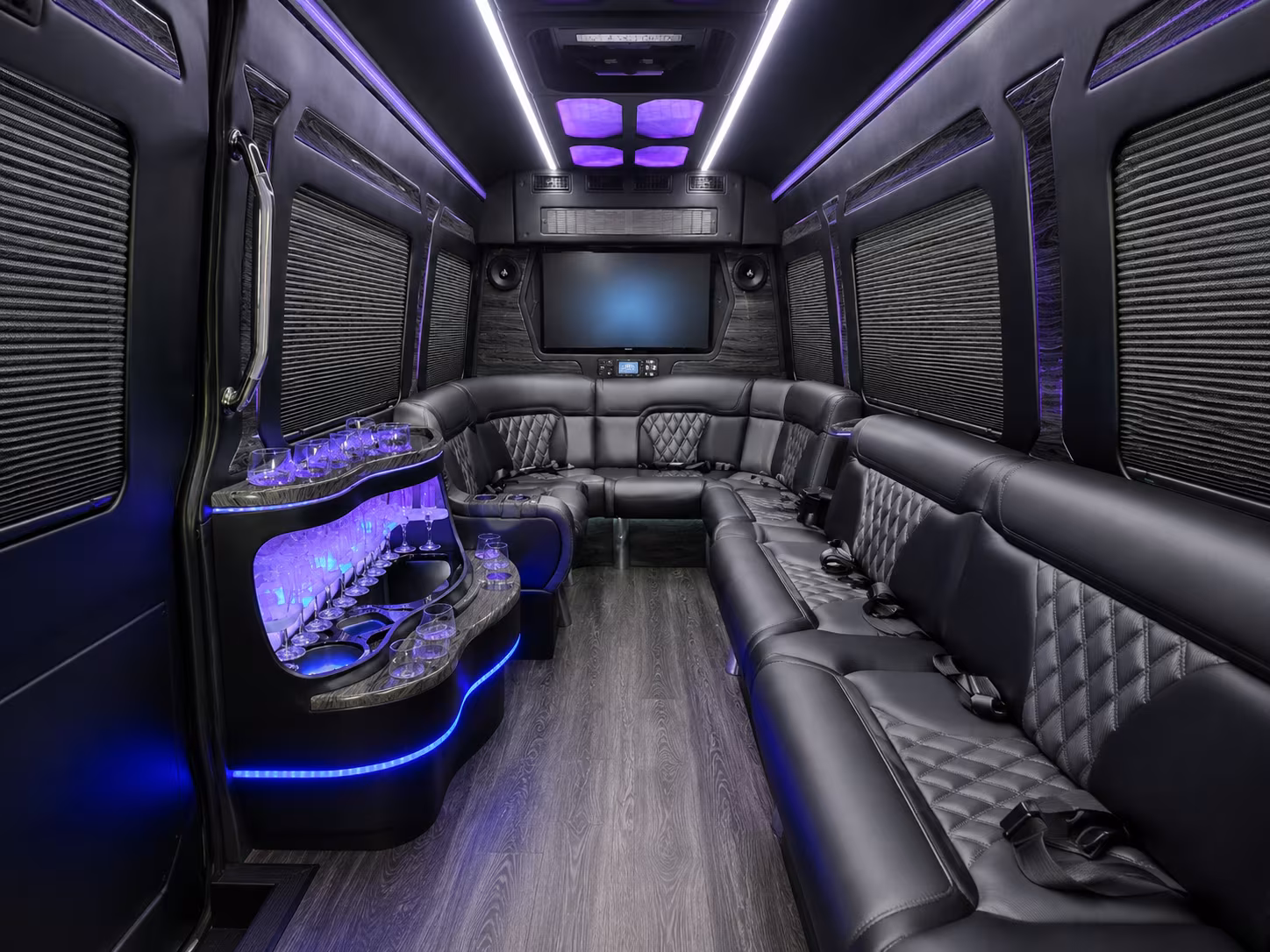 diamond bar 30 passenger party bus inside