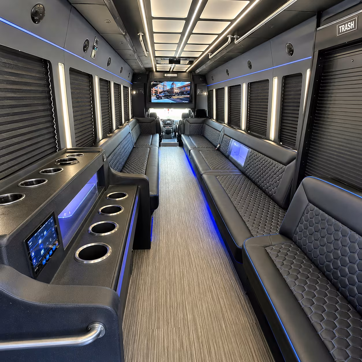 diamond bar party bus rental interior